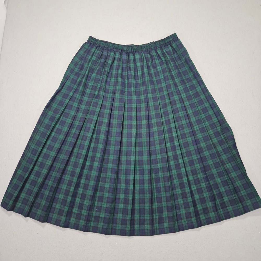 VTG Chadwick's 90s Wool Blazer Skirt Set Green Navy Plaid Sz 16 - Picture 10 of 10